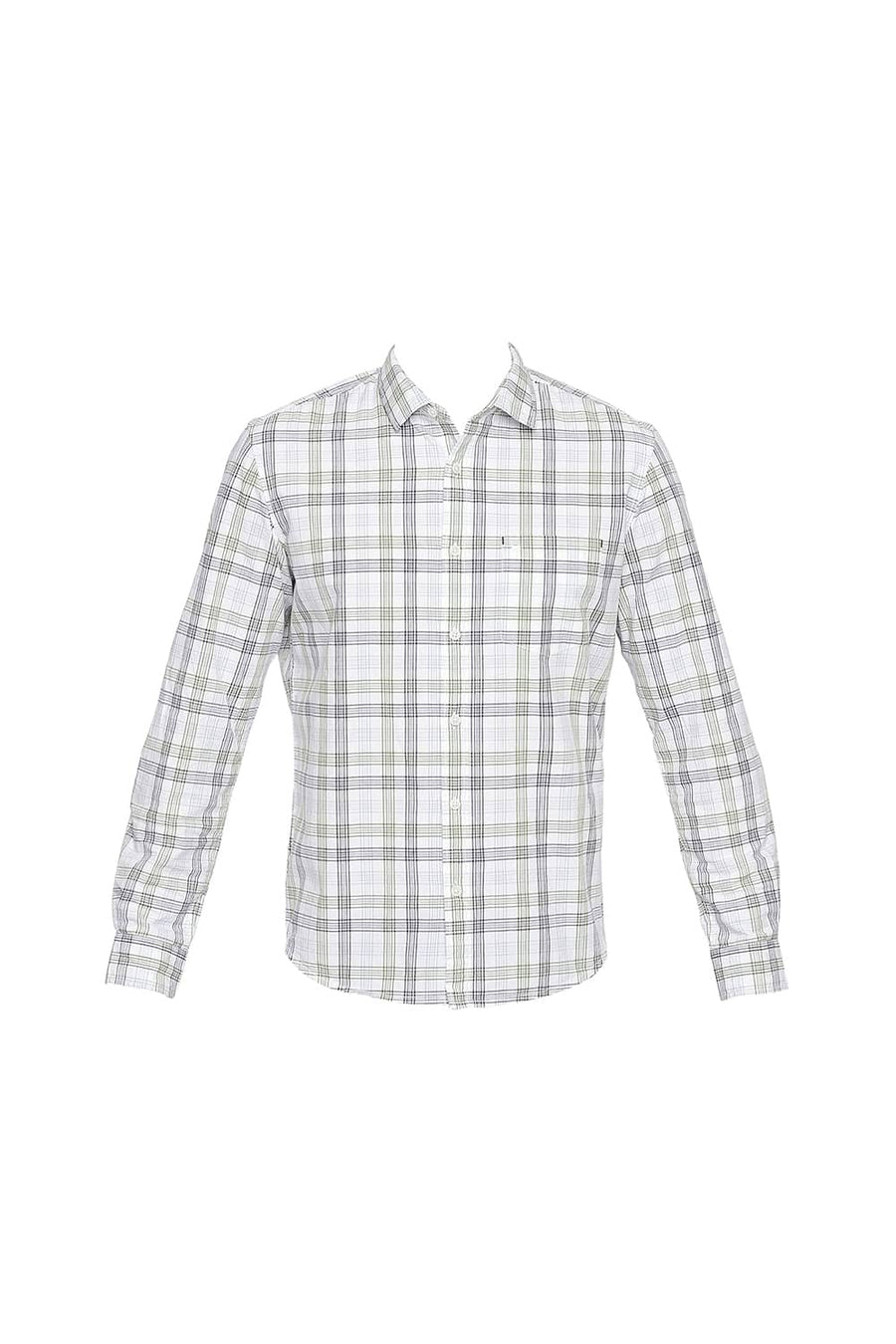 BASICS SLIM FIT GREEN TEX CHECKS SHIRT