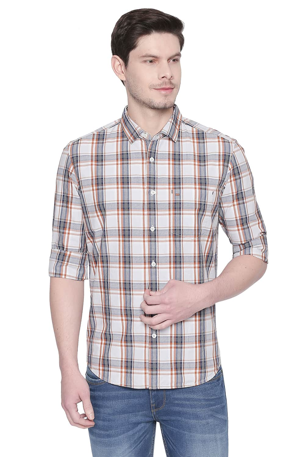 BASICS SLIM FIT CHECKS SHIRT