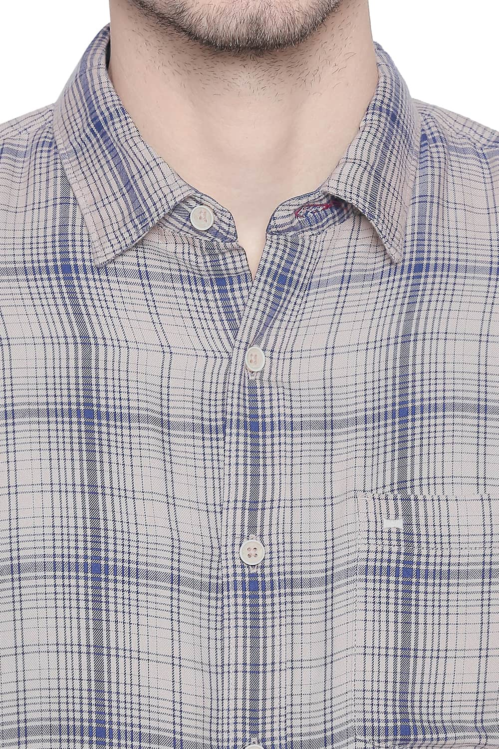 BASICS SLIM FIT MODAL CHECKS SHIRT