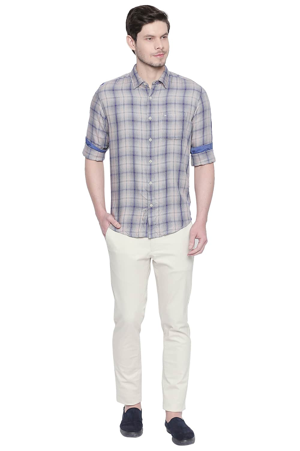 BASICS SLIM FIT MODAL CHECKS SHIRT