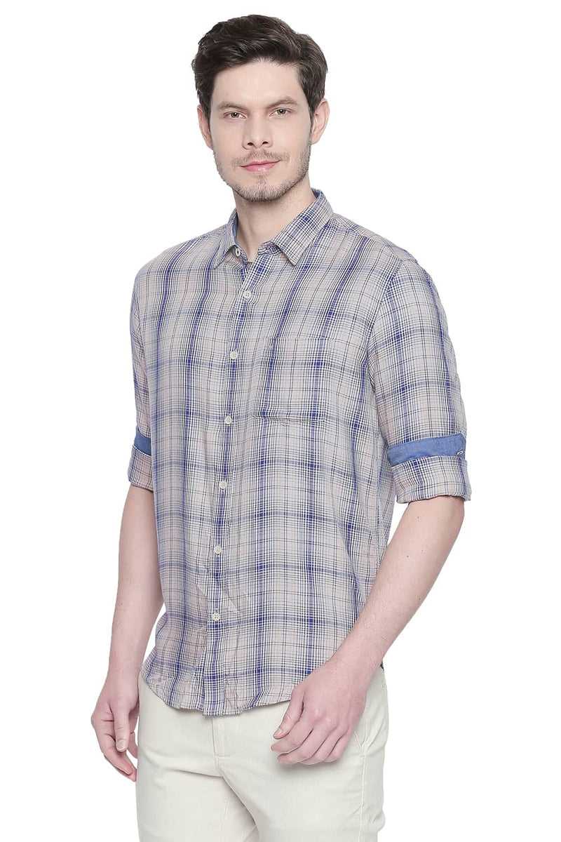 BASICS SLIM FIT MODAL CHECKS SHIRT