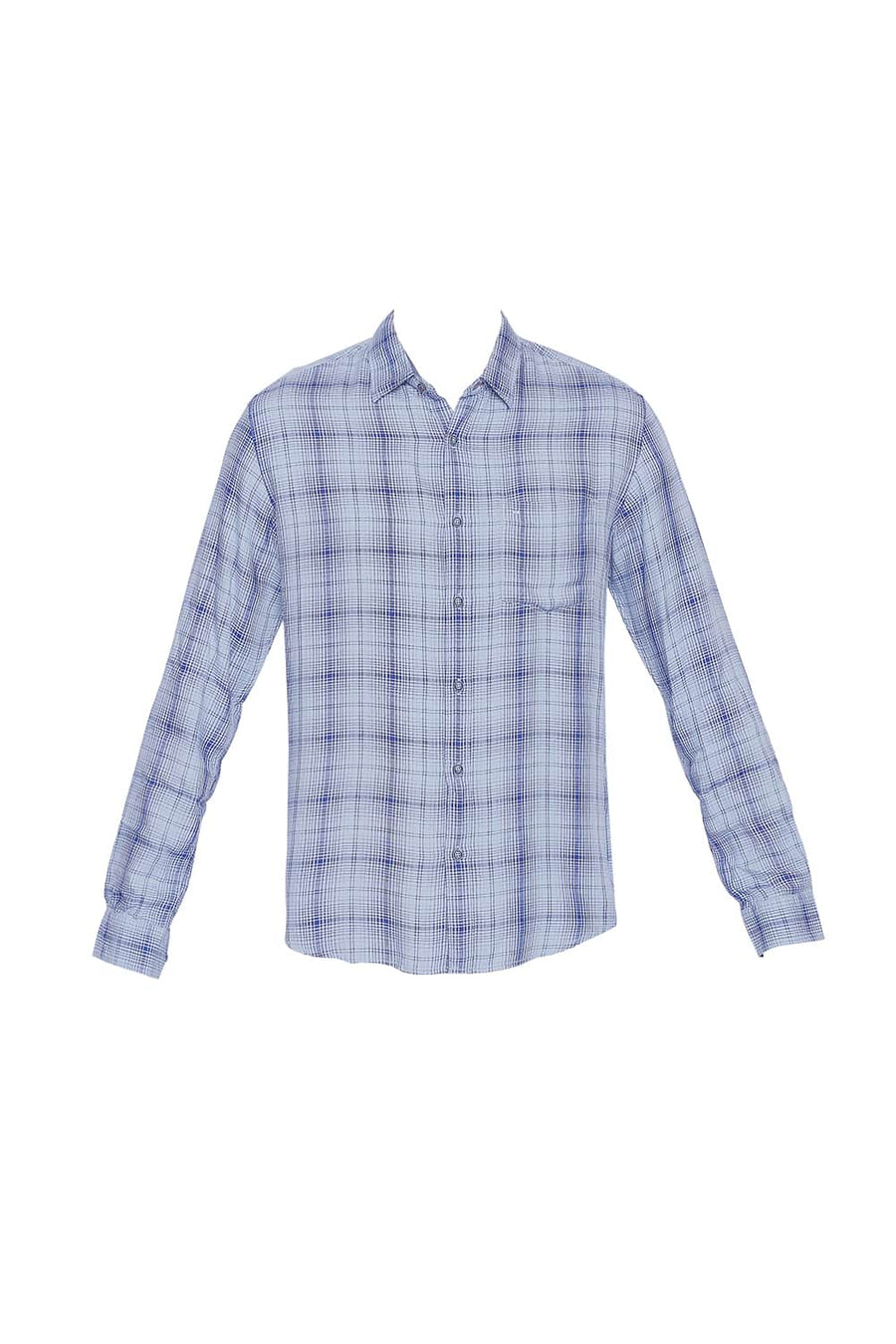 BASICS SLIM FIT DUSTY BLUE MODAL CHECKS SHIRT