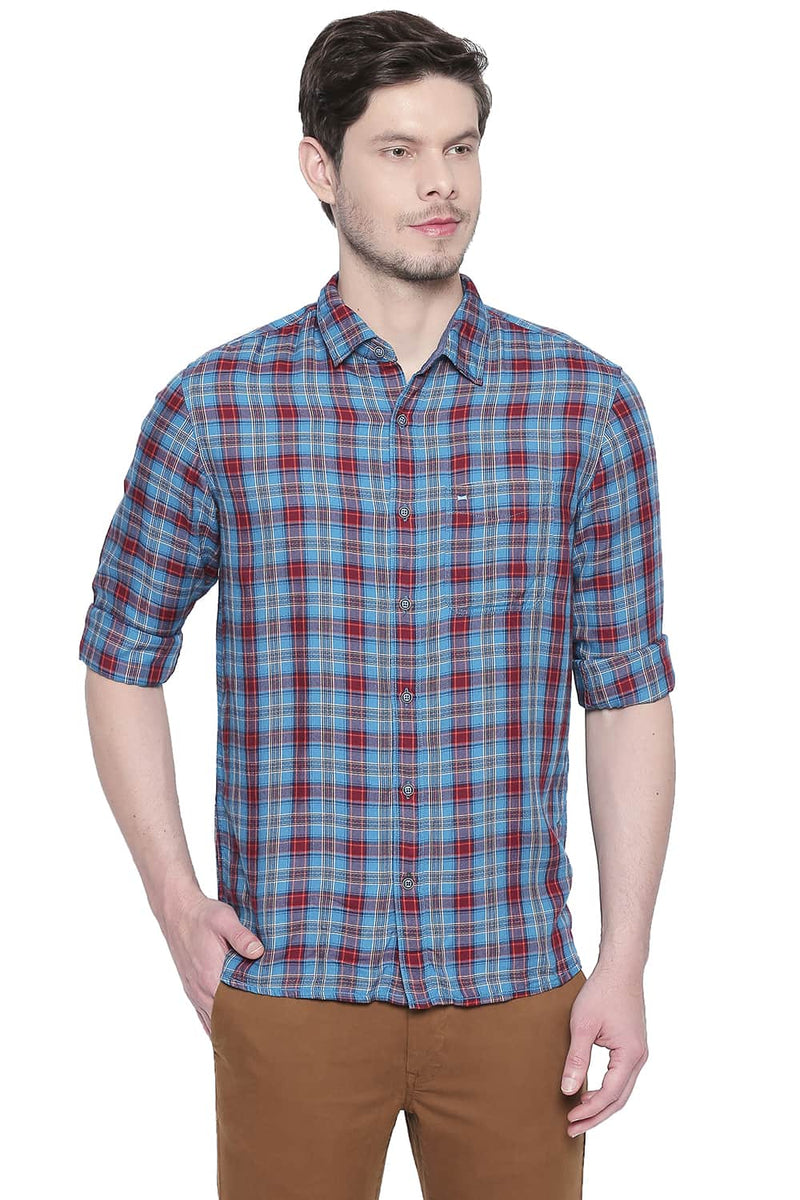 BASICS SLIM FIT MODAL CHECKS SHIRT