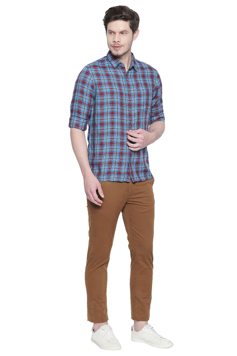 BASICS SLIM FIT MODAL CHECKS SHIRT