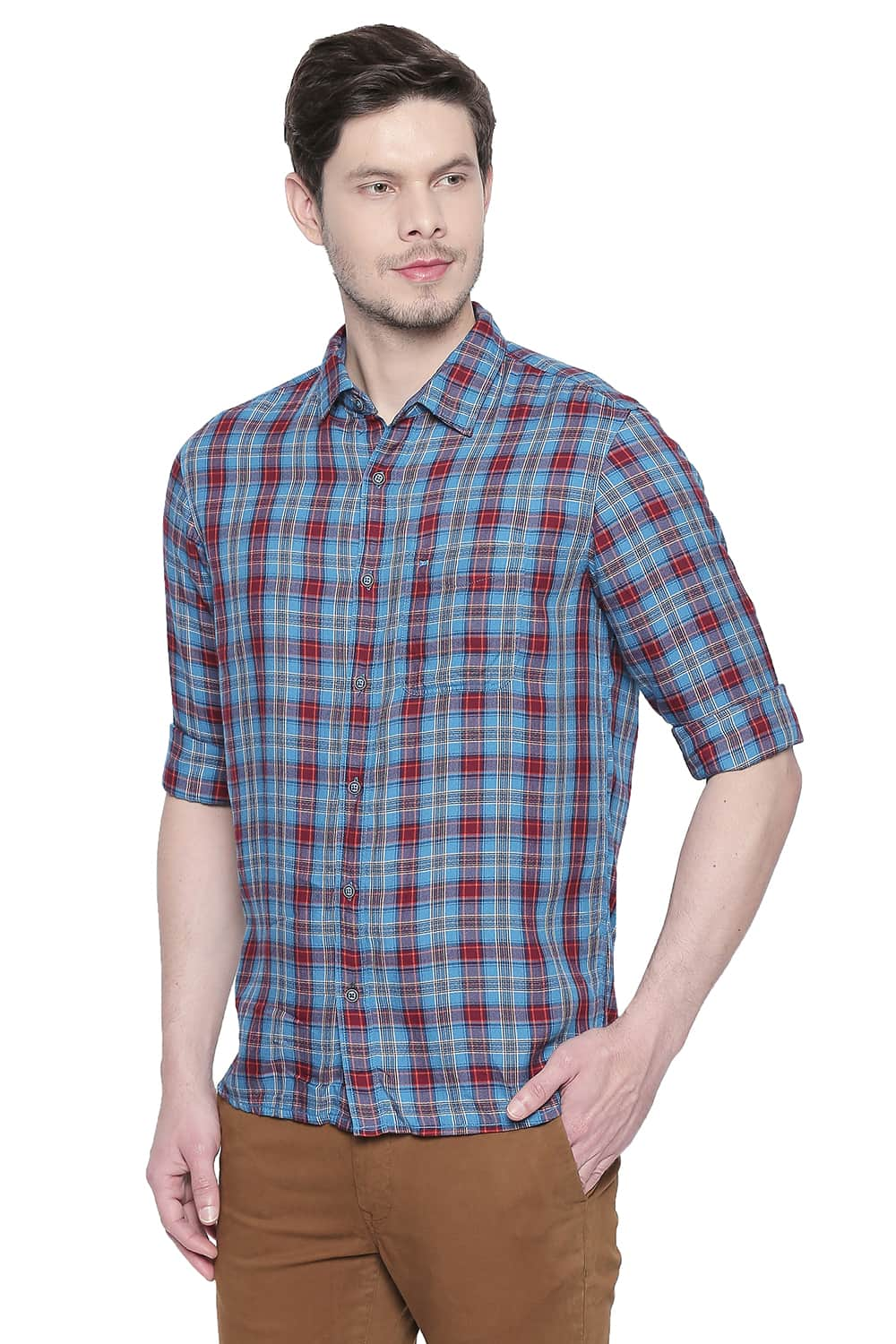 BASICS SLIM FIT MODAL CHECKS SHIRT