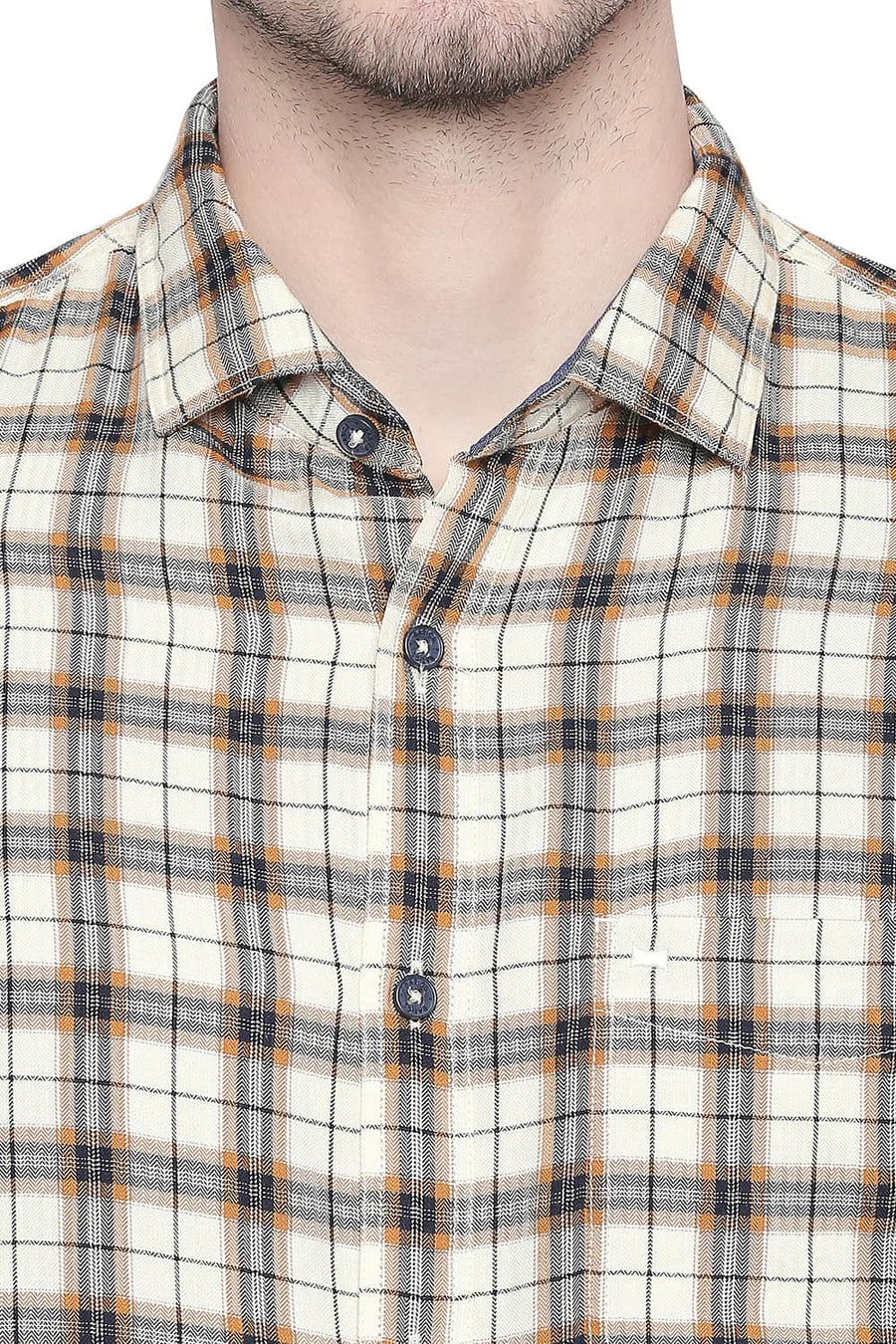 BASICS SLIM FIT ANISE YELLOW MODAL CHECKS SHIRT