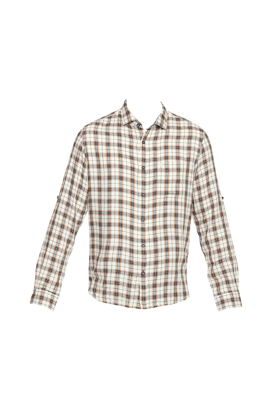 BASICS SLIM FIT ANISE YELLOW MODAL CHECKS SHIRT