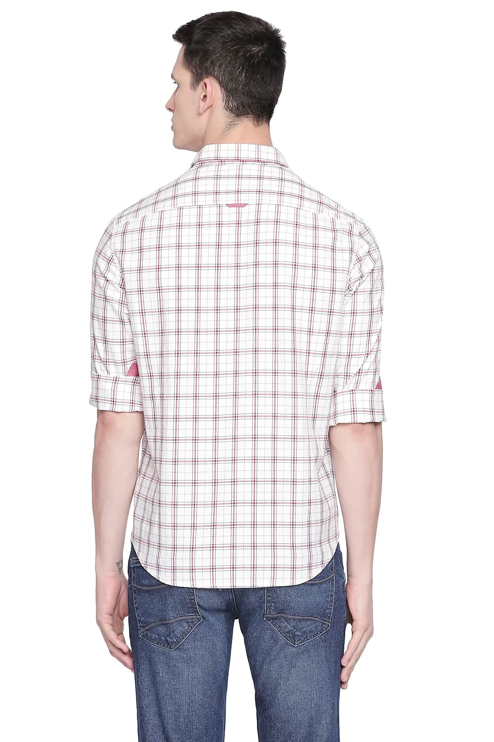 BASICS SLIM FIT TWILL CHECKS SHIRT