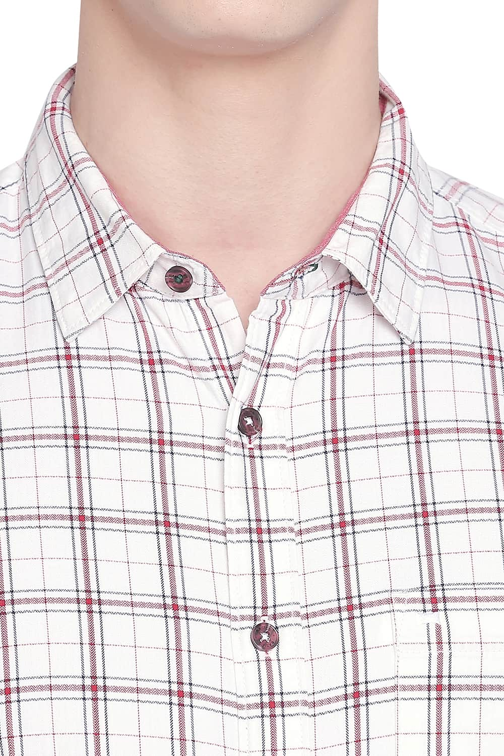 BASICS SLIM FIT TWILL CHECKS SHIRT