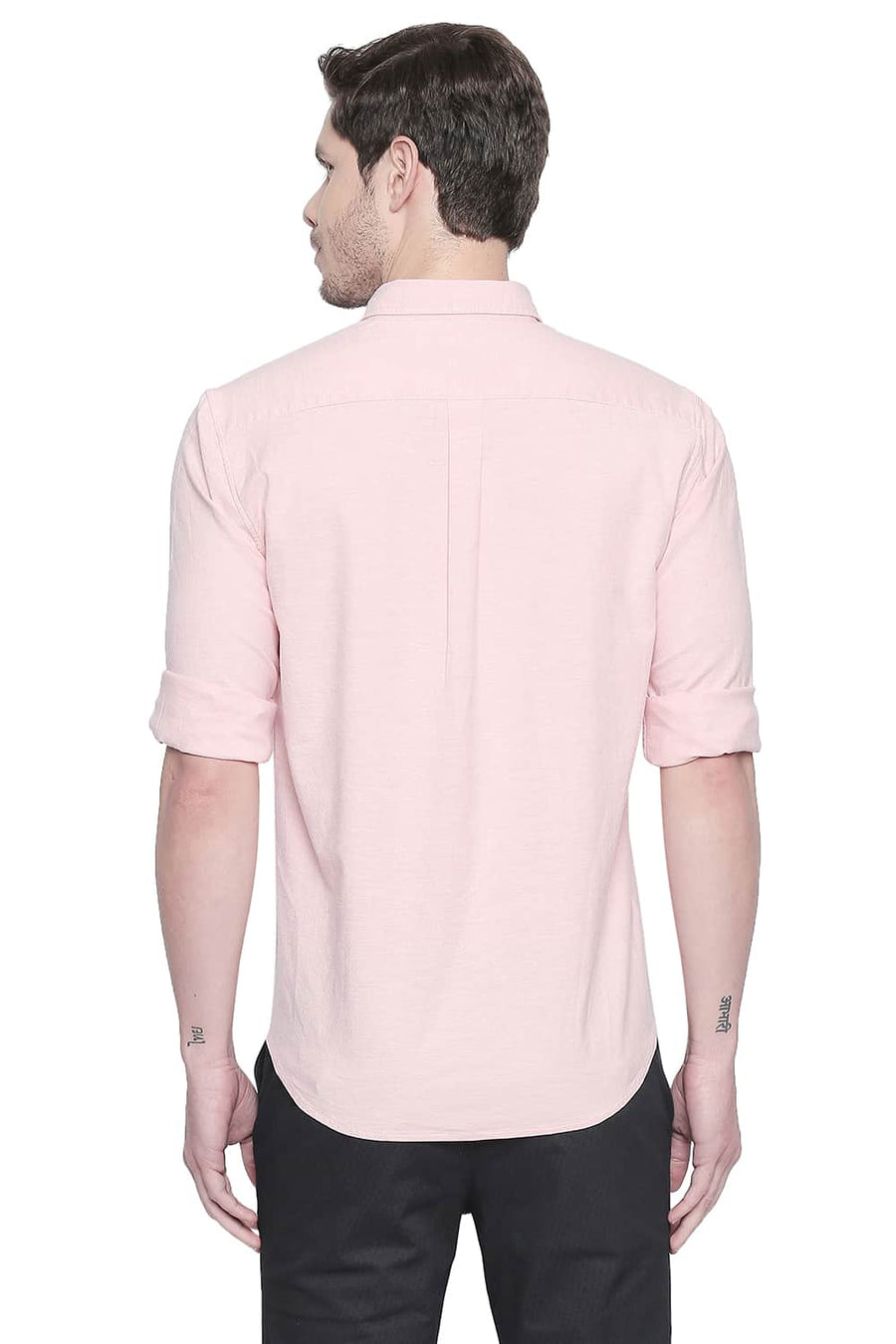 BASICS SLIM FIT CLOUD PINK OXFORD STRETCH SHIRT