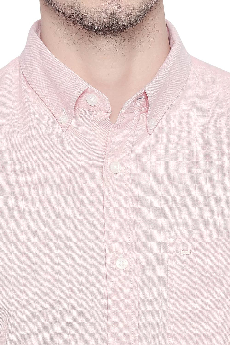 BASICS SLIM FIT CLOUD PINK OXFORD STRETCH SHIRT