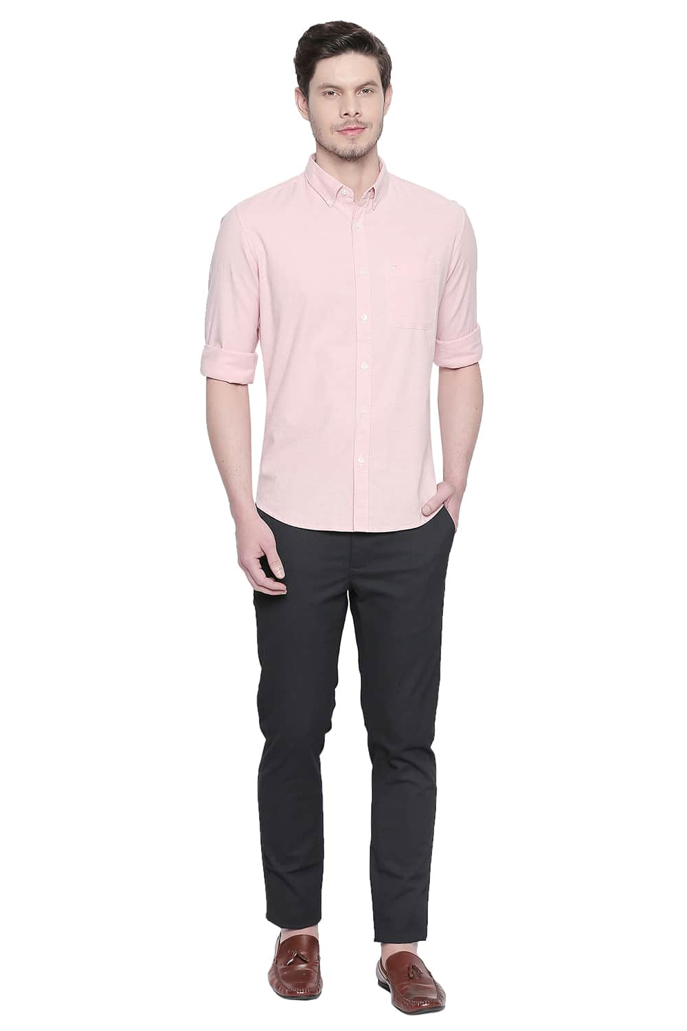 BASICS SLIM FIT OXFORD STRETCH SHIRT