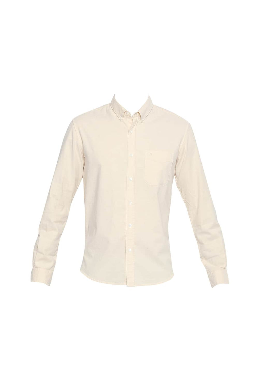 BASICS SLIM FIT PEAR YELLOW OXFORD STRETCH SHIRT