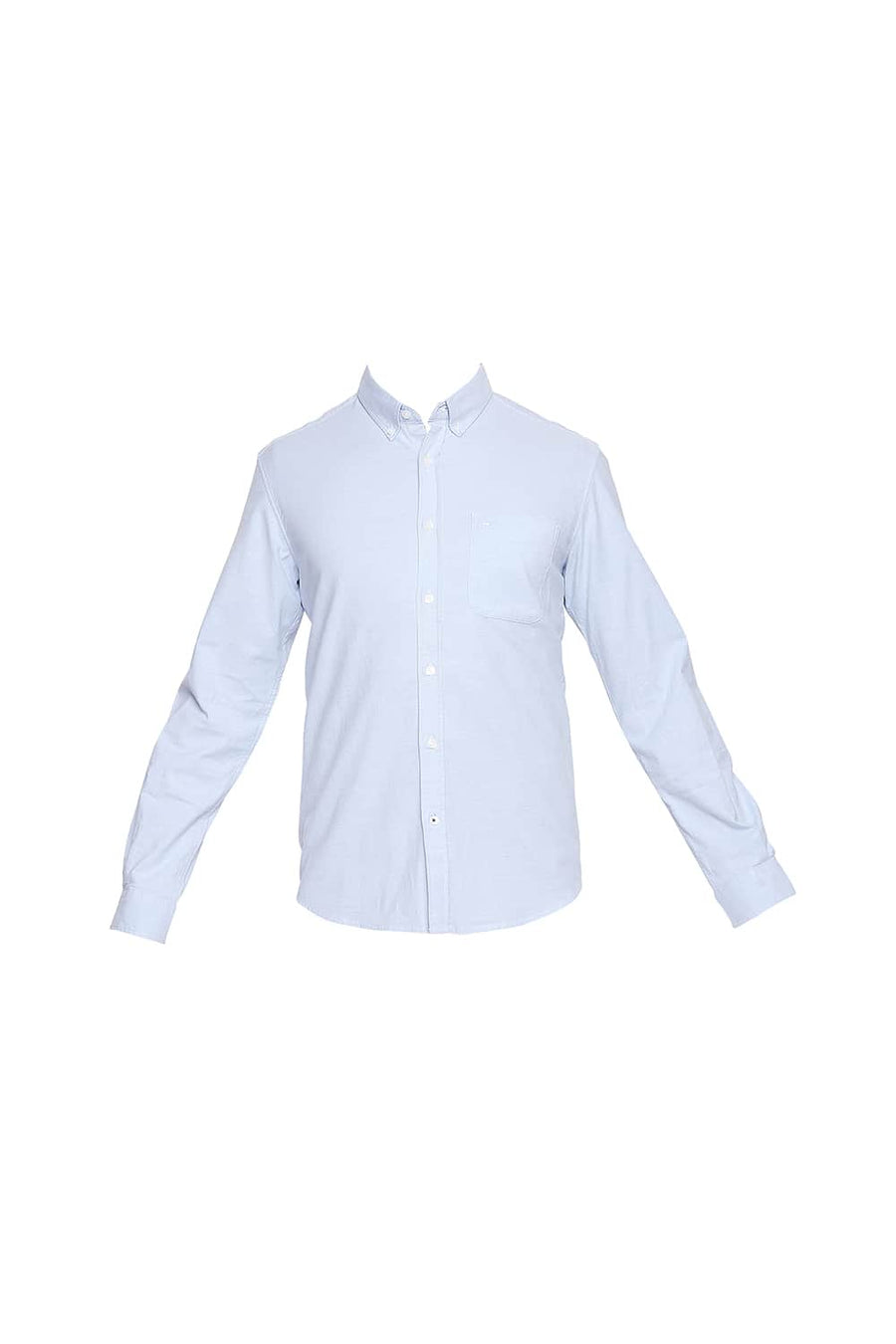 BASICS SLIM FIT CASHMERE BLUE OXFORD STRETCH SHIRT