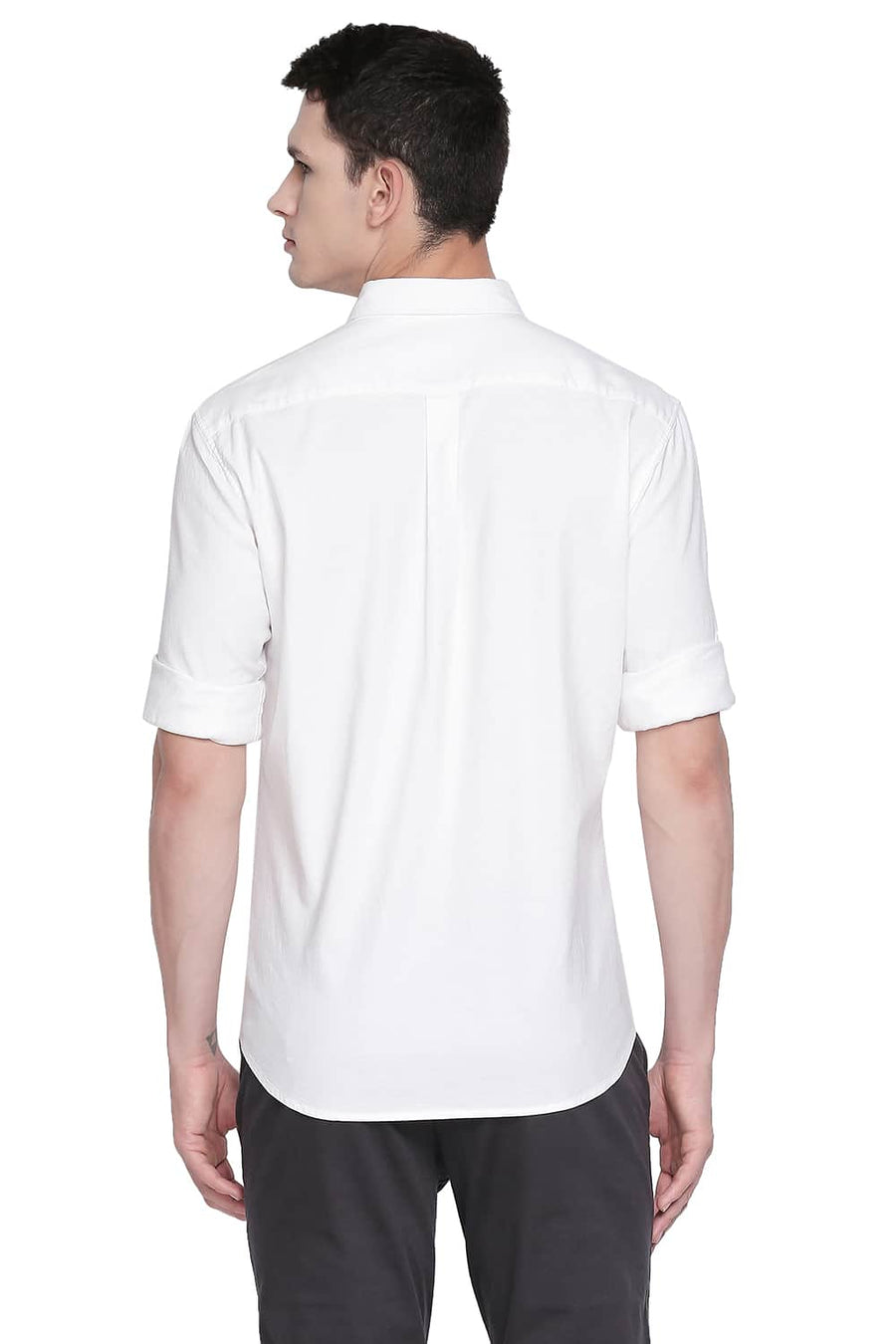 BASICS SLIM FIT SNOW WHITE OXFORD SHIRT