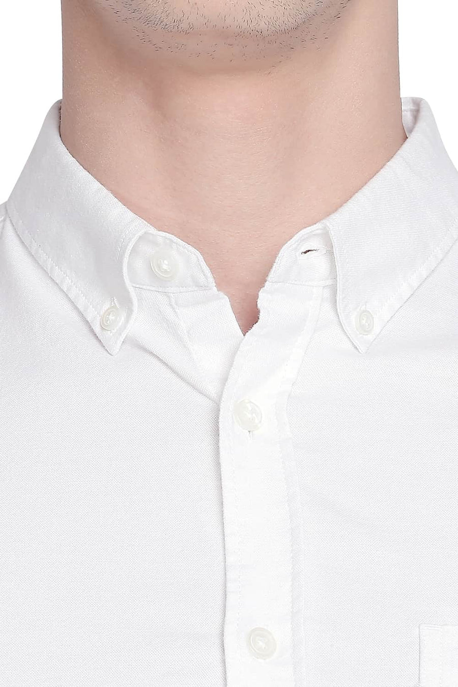 BASICS SLIM FIT SNOW WHITE OXFORD SHIRT