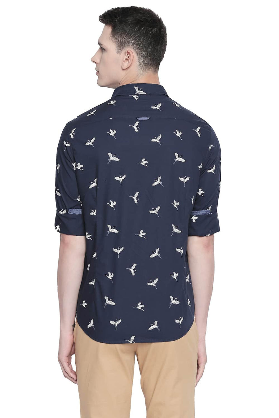 BASICS SLIM FIT MOOD NAVY  PRINTED SHIRT