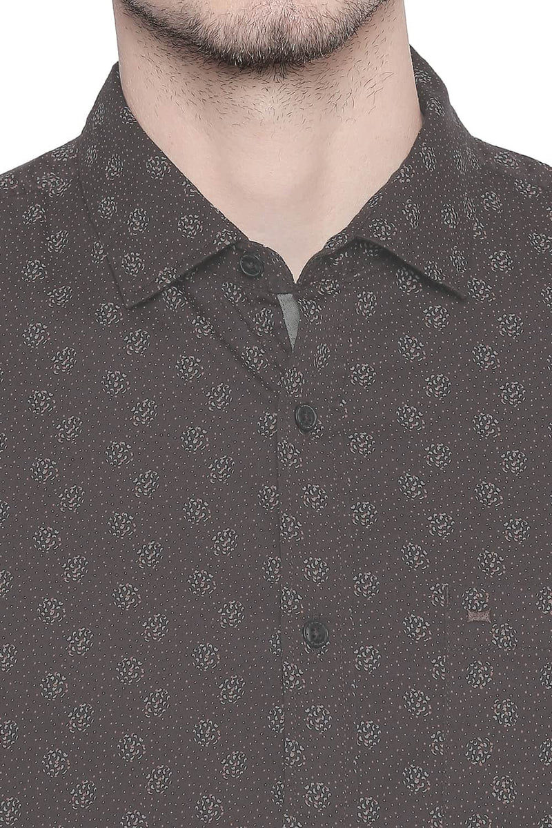 BASICS SLIM FIT SATIN PRINTED SHIRT