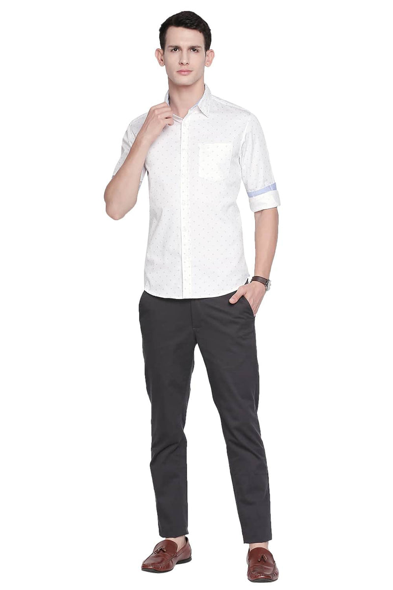 BASICS SLIM FIT SATIN PRINTED SHIRT