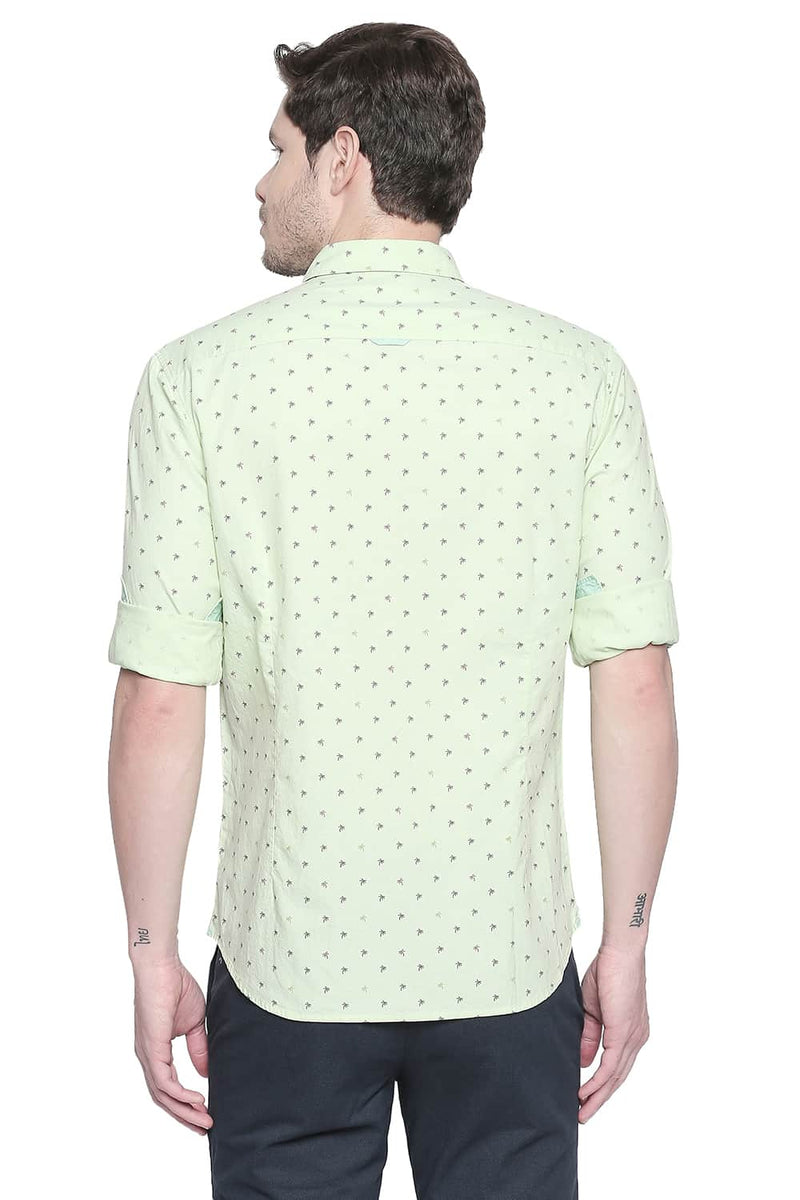 BASICS SLIM FIT OXFORD PRINTED SHIRT