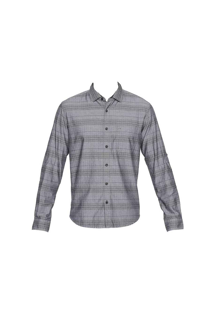 BASICS SLIM FIT SEDONA BLACK WEFT STRIPES SHIRT