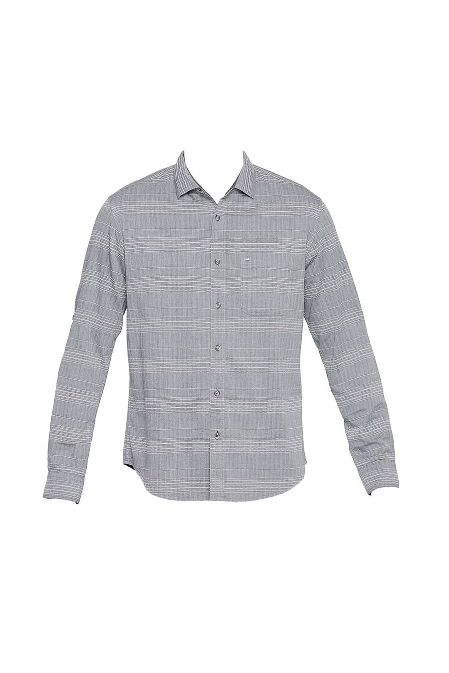 BASICS SLIM FIT SEDONA SAGE WEFT STRIPES SHIRT