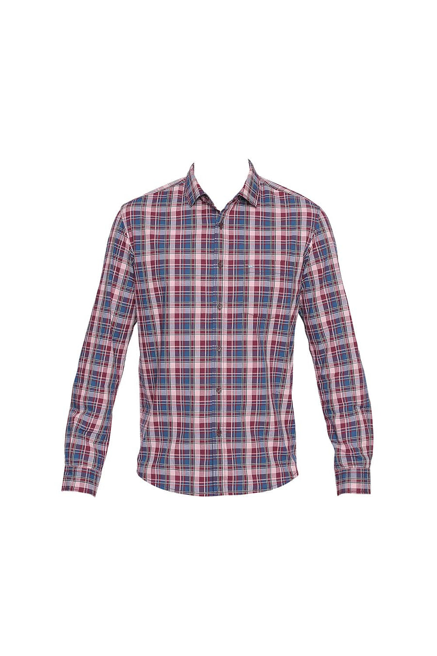BASICS SLIM FIT CRYSTAL PINK CHECKS SHIRT