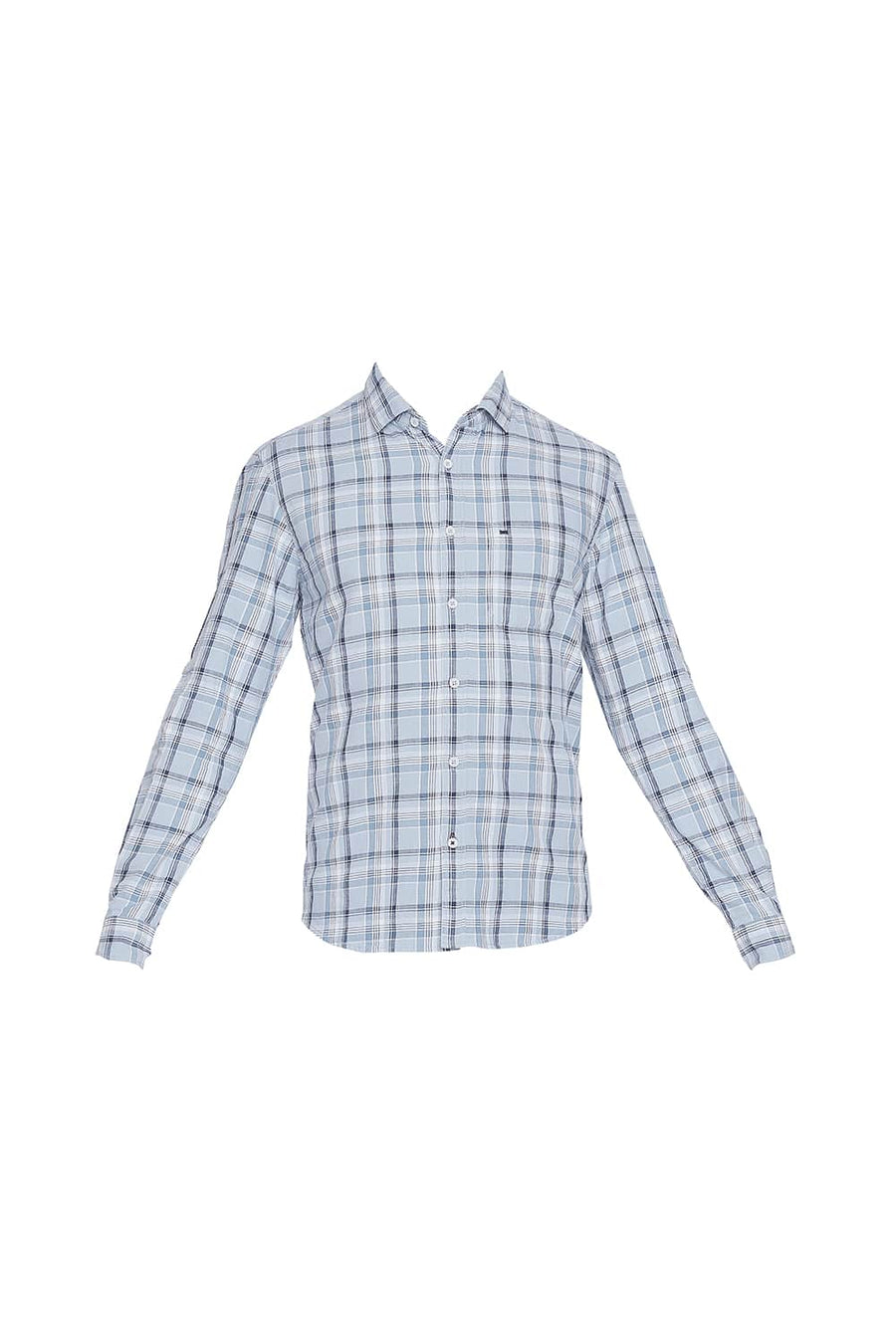 BASICS SLIM FIT SKYWAY BLUE CHECKS SHIRT