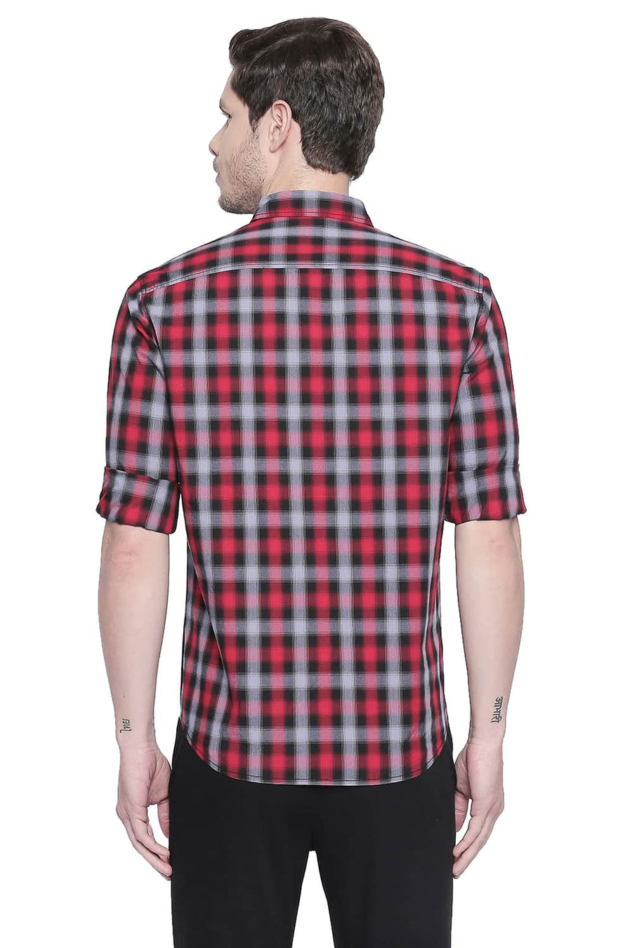 BASICS SLIM FIT HIGH RISK RED CHECKS SHIRT