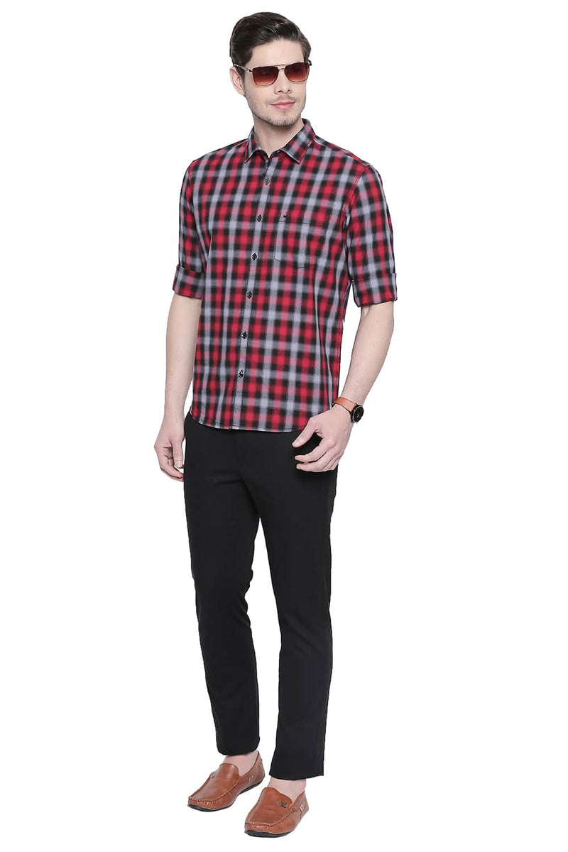 BASICS SLIM FIT CHECKS SHIRT