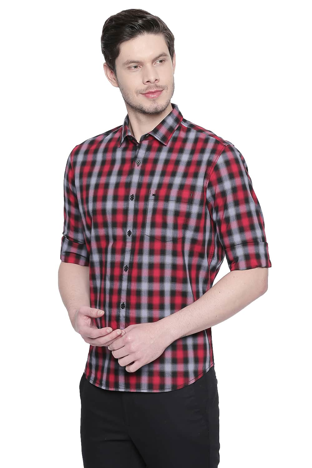 BASICS SLIM FIT CHECKS SHIRT