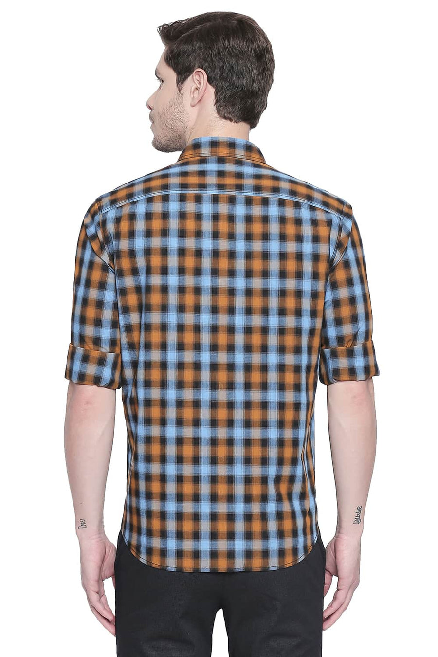 BASICS SLIM FIT GOLDEN YELLOW CHECKS SHIRT