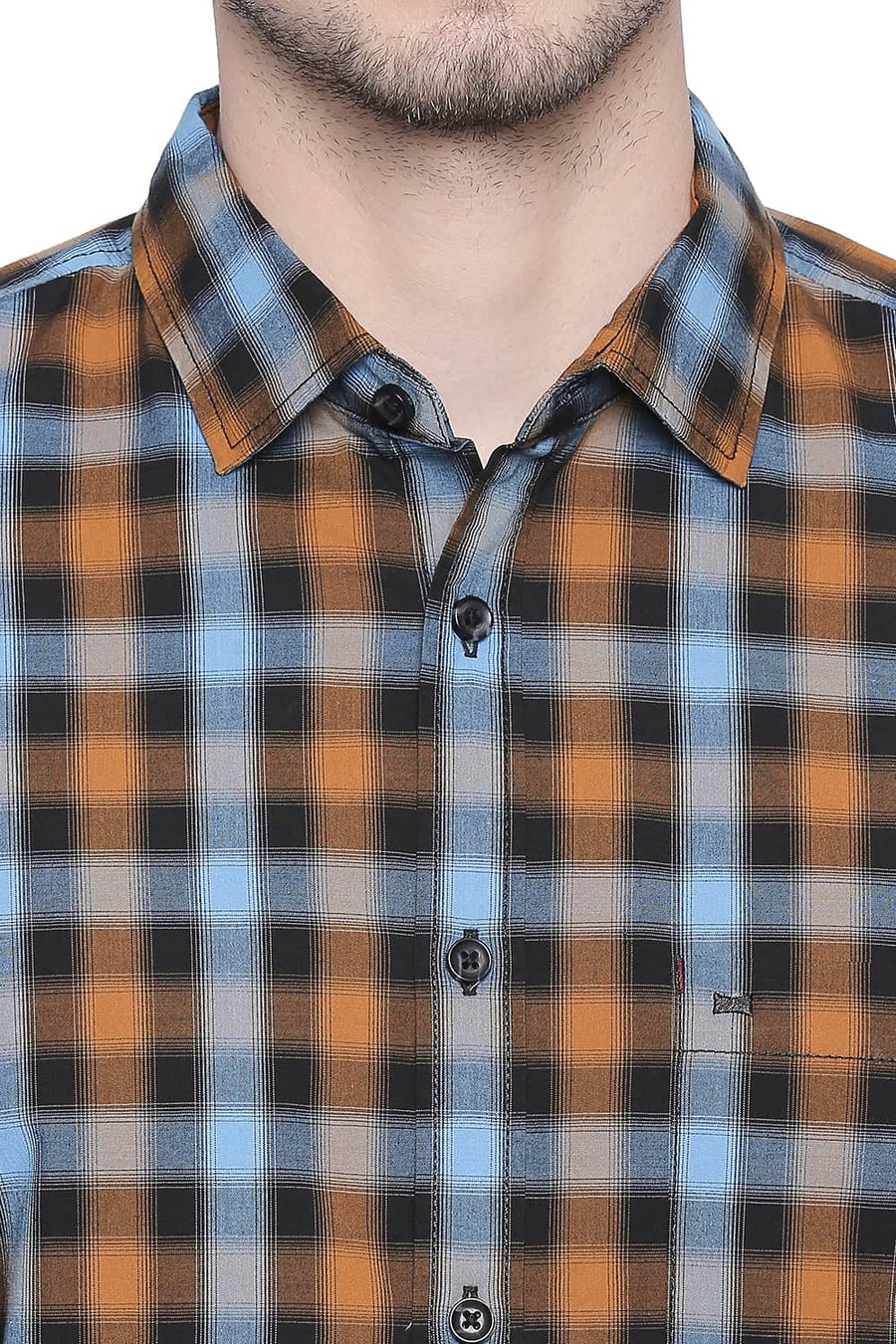 BASICS SLIM FIT GOLDEN YELLOW CHECKS SHIRT