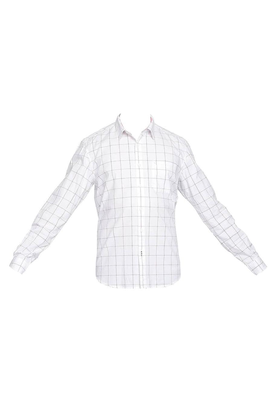 BASICS SLIM FIT CLOUD WHITE CHECKS SHIRT