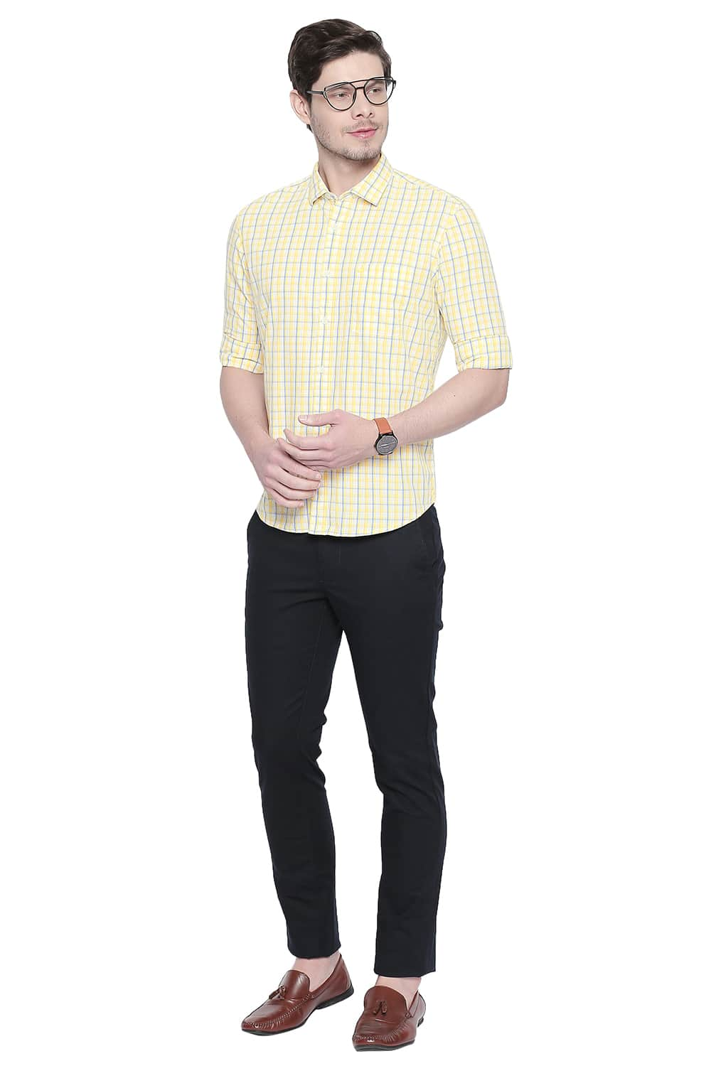 BASICS SLIM FIT CHECKS SHIRT