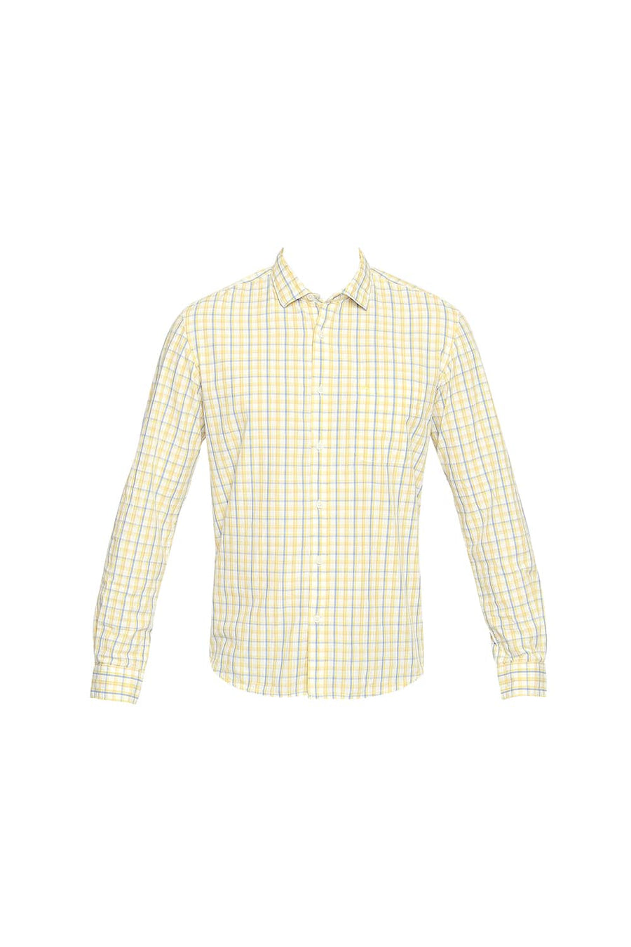 BASICS SLIM FIT PRIMROSE YELLOW CHECKS SHIRT