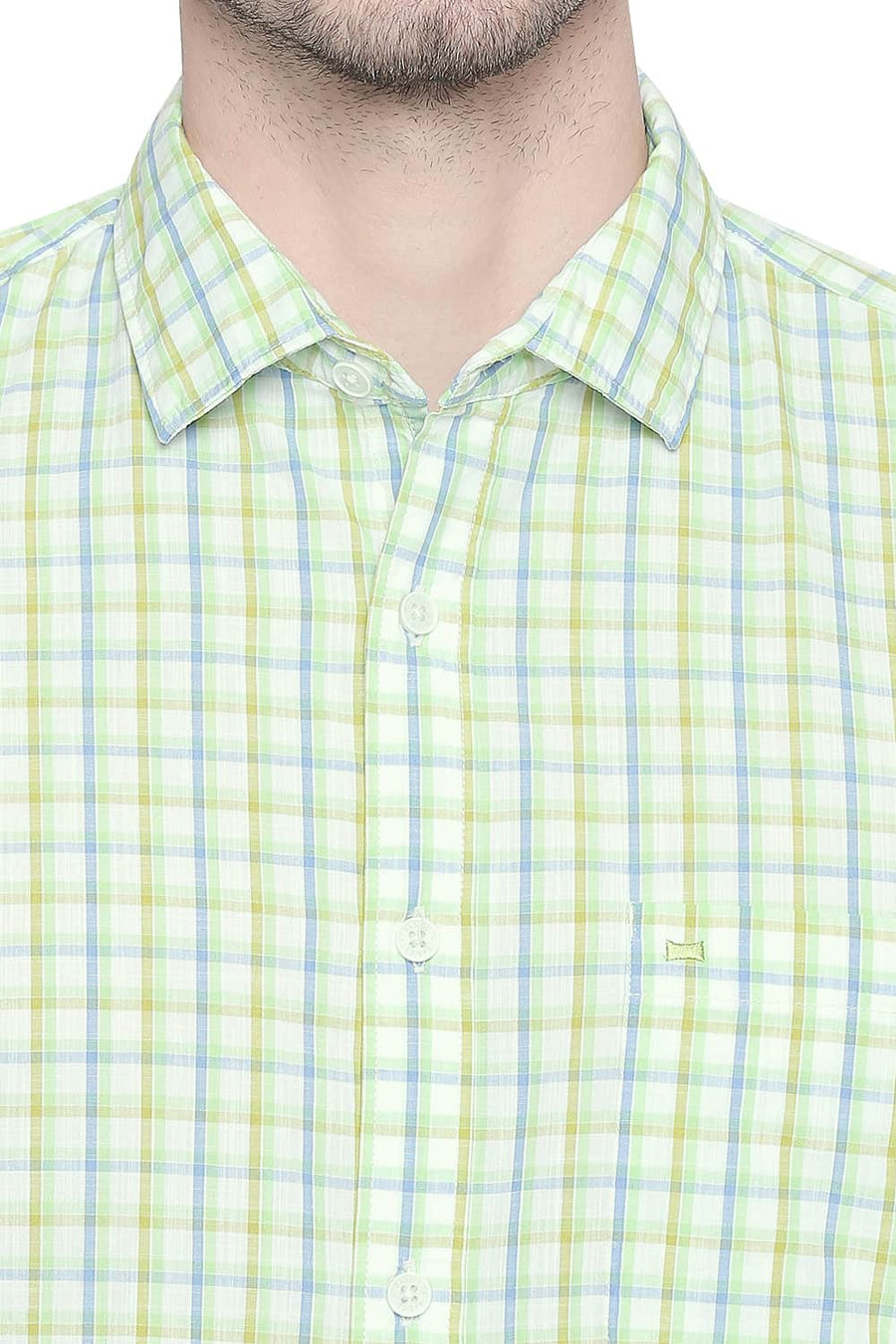 BASICS SLIM FIT PARADISE GREEN CHECKS SHIRT