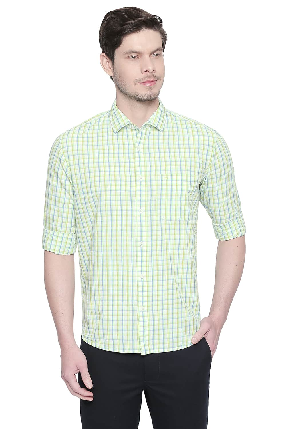 BASICS SLIM FIT CHECKS SHIRT