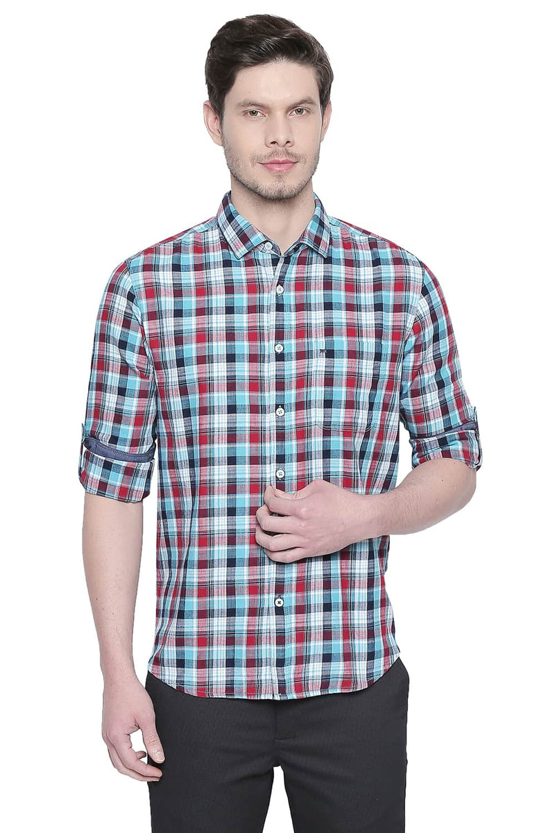 BASICS SLIM FIT CHECKS SHIRT