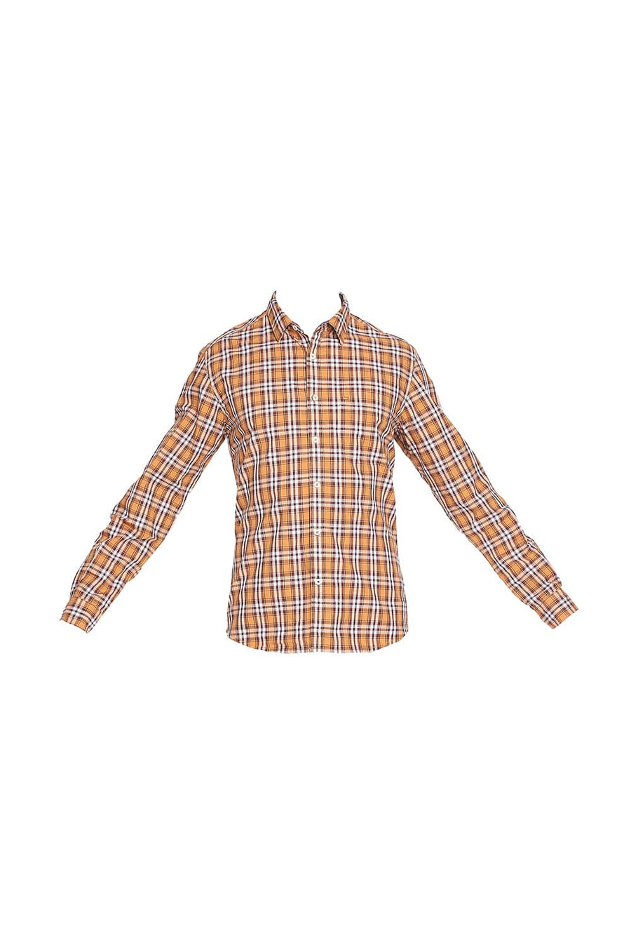 BASICS SLIM FIT SPICE ORANGE CHECKS SHIRT