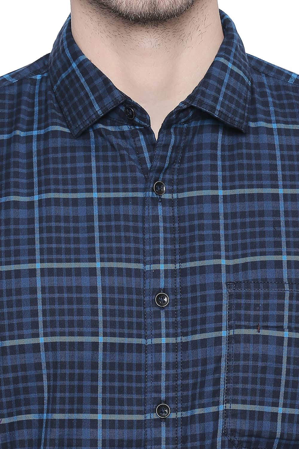 BASICS SLIM FIT STRETCH CHECKS SHIRT