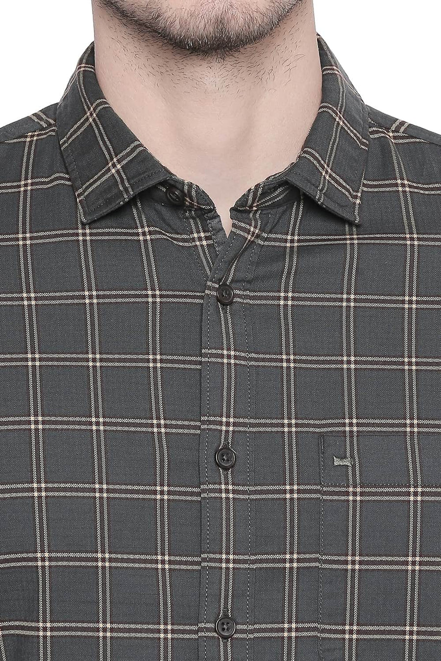 BASICS SLIM FIT ROSIN STRETCH CHECKS SHIRT