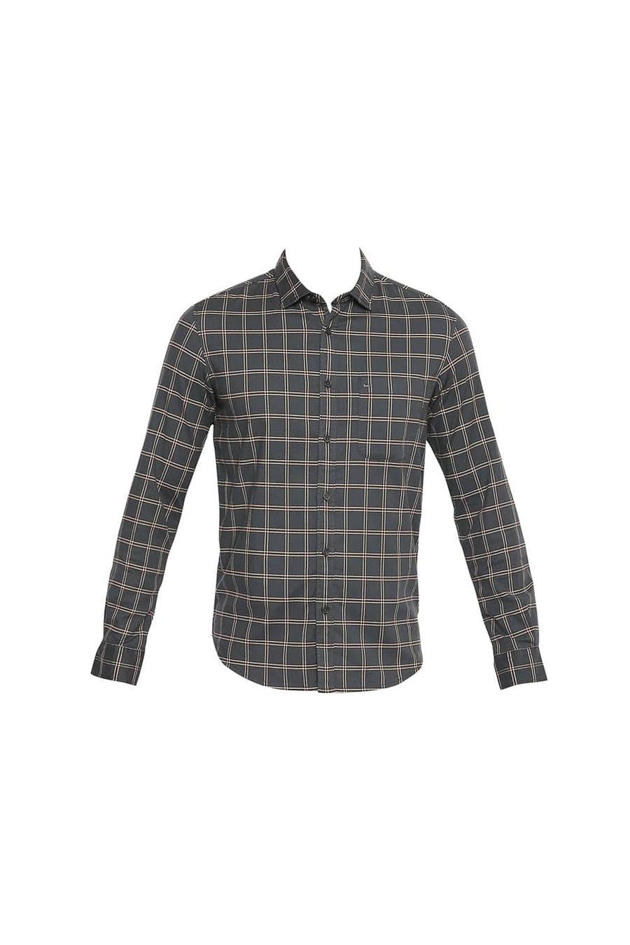BASICS SLIM FIT ROSIN STRETCH CHECKS SHIRT