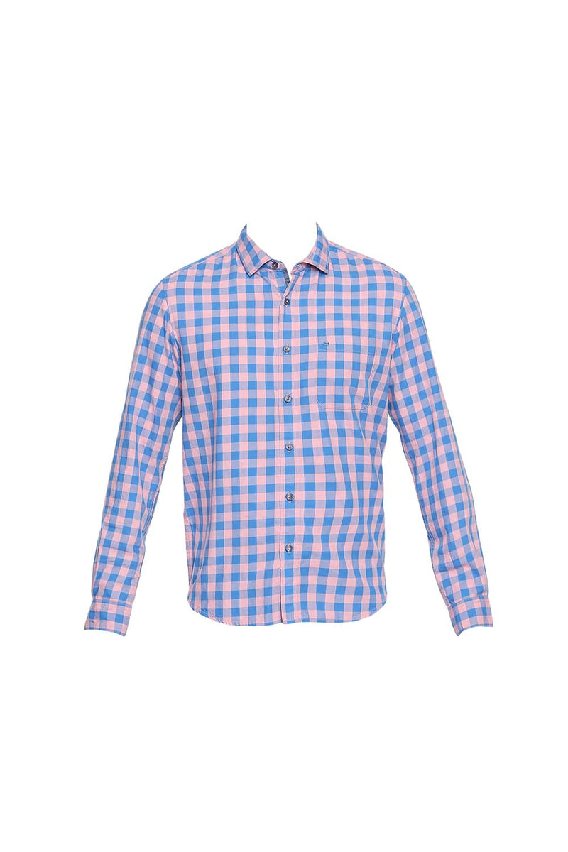 BASICS SLIM FIT TWILL CHECKS SHIRT