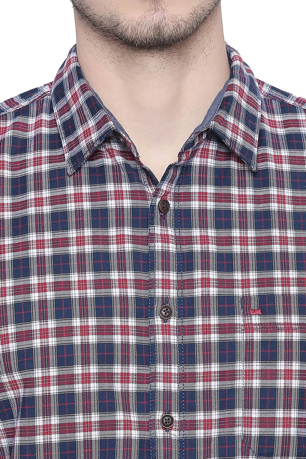 BASICS SLIM FIT STRETCH CHECKS SHIRT