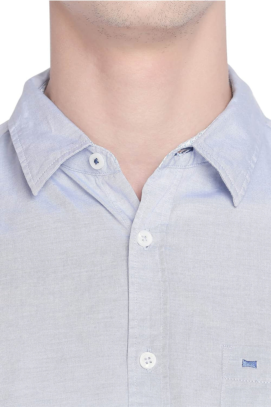 BASICS SLIM FIT POWDER BLUE OXFORD SHIRT