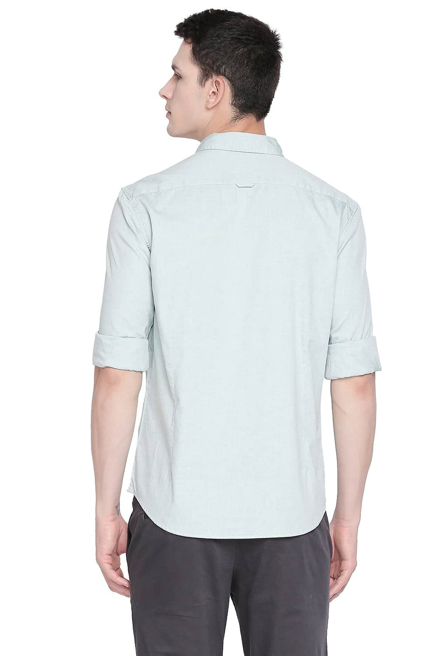 BASICS SLIM FIT DUSTY GREEN OXFORD SHIRT