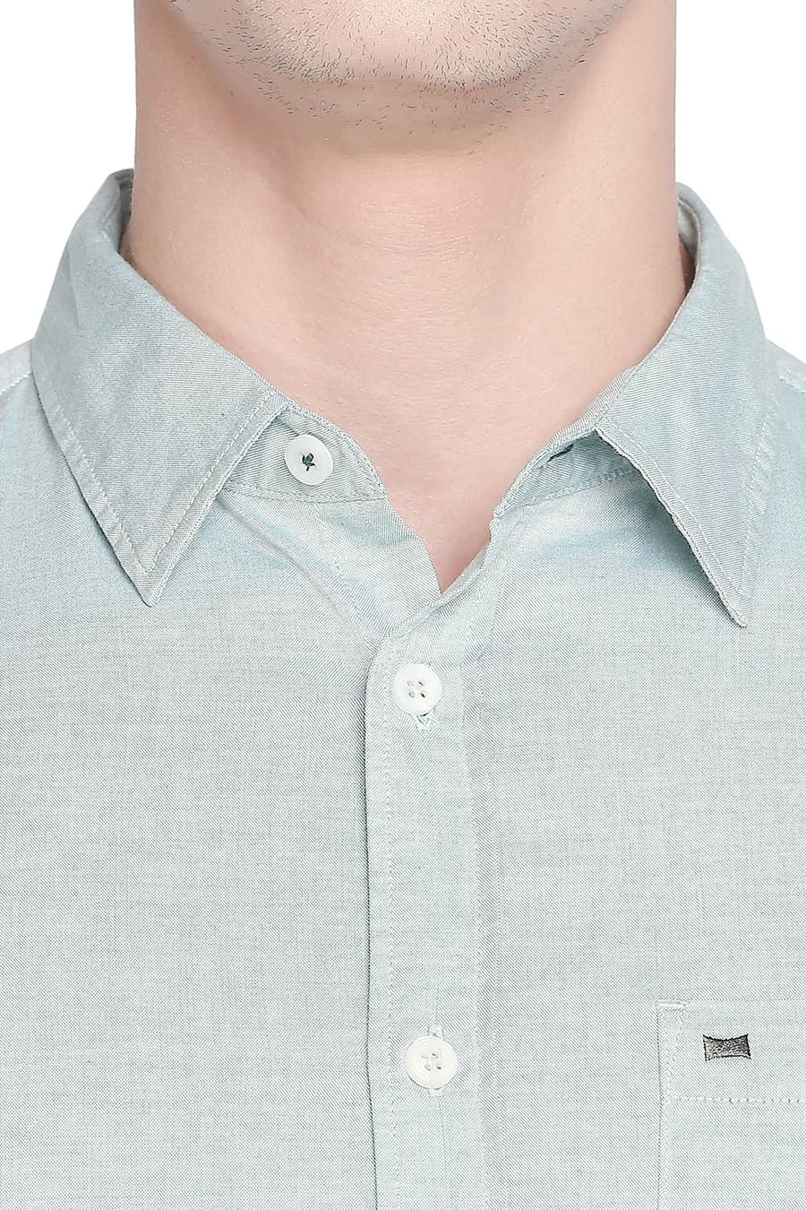 BASICS SLIM FIT DUSTY GREEN OXFORD SHIRT