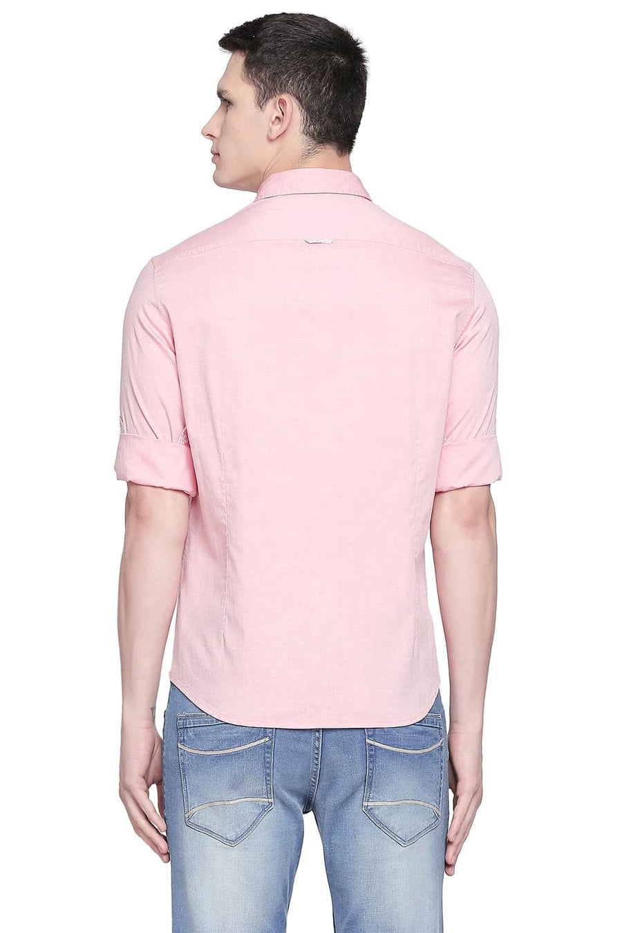 BASICS SLIM FIT PEACH RED OXFORD SHIRT