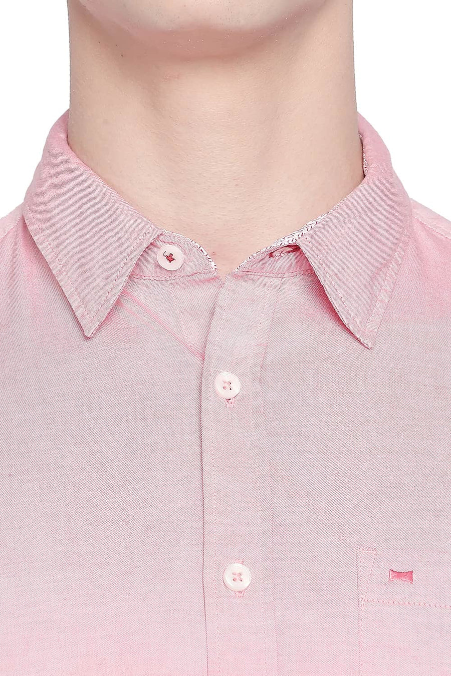 BASICS SLIM FIT PEACH RED OXFORD SHIRT